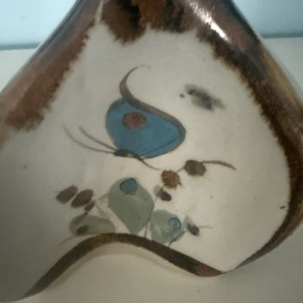 Vintage Uniquely Shaped Ken Edwards Tonala‎ Mexican Pottery Bud Vase Signed 5
